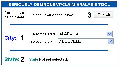 Screenshot of analysis selection page