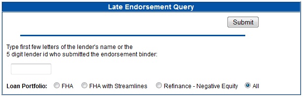 Screenshot of Late Endorsement selection page