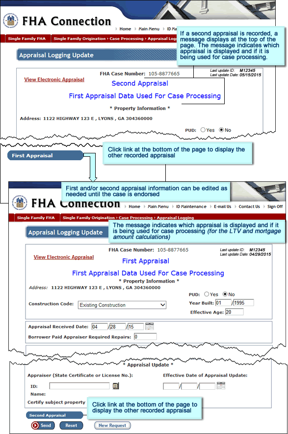 Appraisal Logging Update page