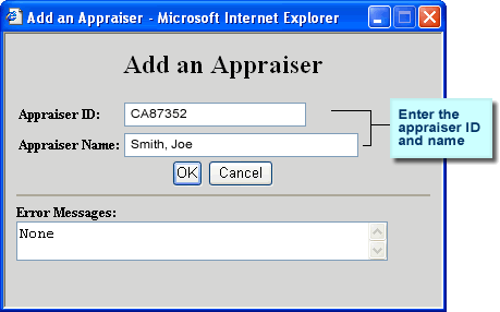 Appraiser Favorites, Add an Appraiser