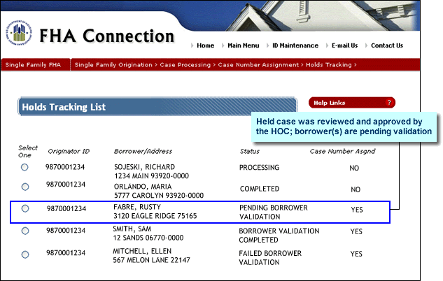 Held case - HOC processing is complete; case number is assigned