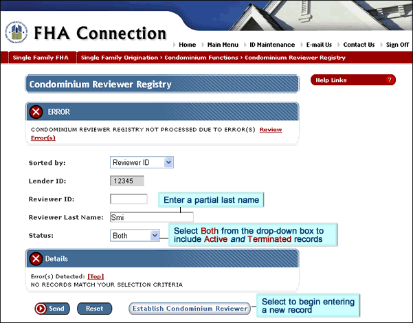 ADP Code Selection page