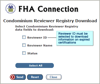 Condominium Reviewer Registry Download page
