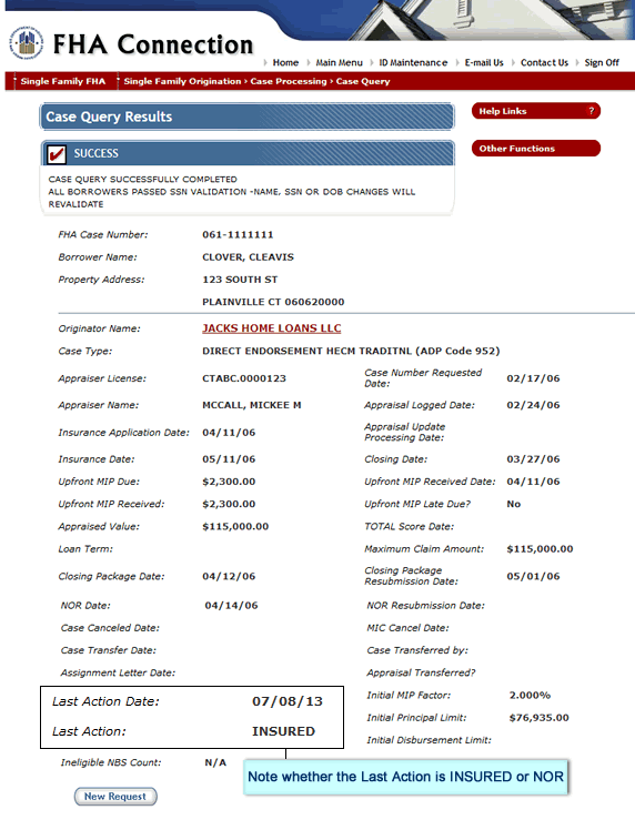 Case Query Results page