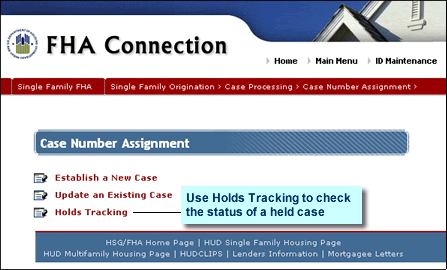 Case Number Assignment menu