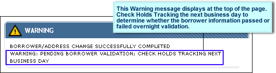 Message: Request placed on hold pending HOC processing