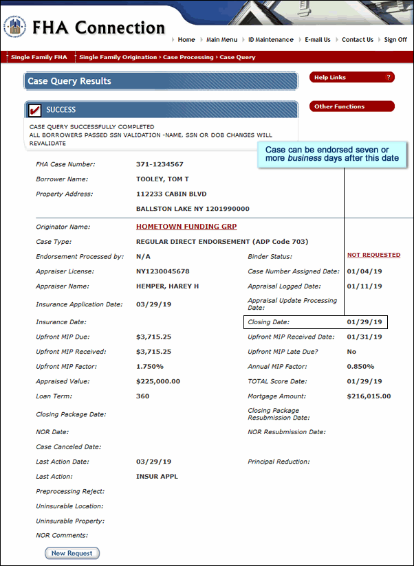 Case Query Results page