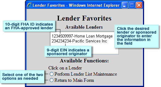 Lender Favorites - Available Lenders popup