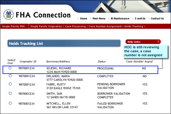 Held Case - Processing; Case Number Not Assigned