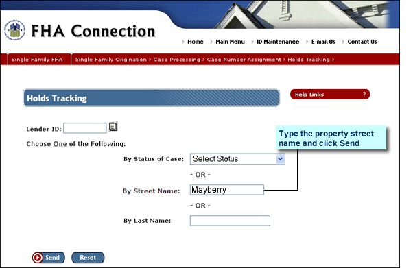Search by street on the Holds Tracking page