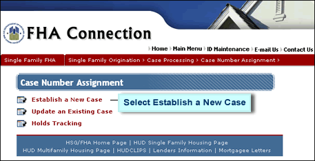 Case Number Assignment menu